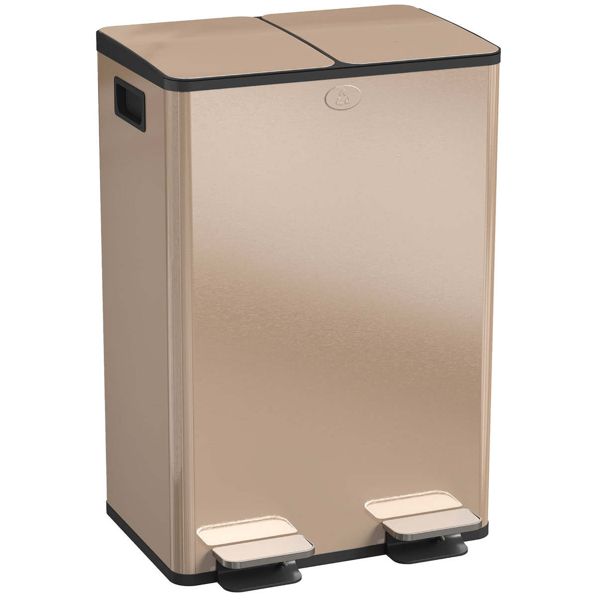 Poubelle double inox à pédale fermeture douce