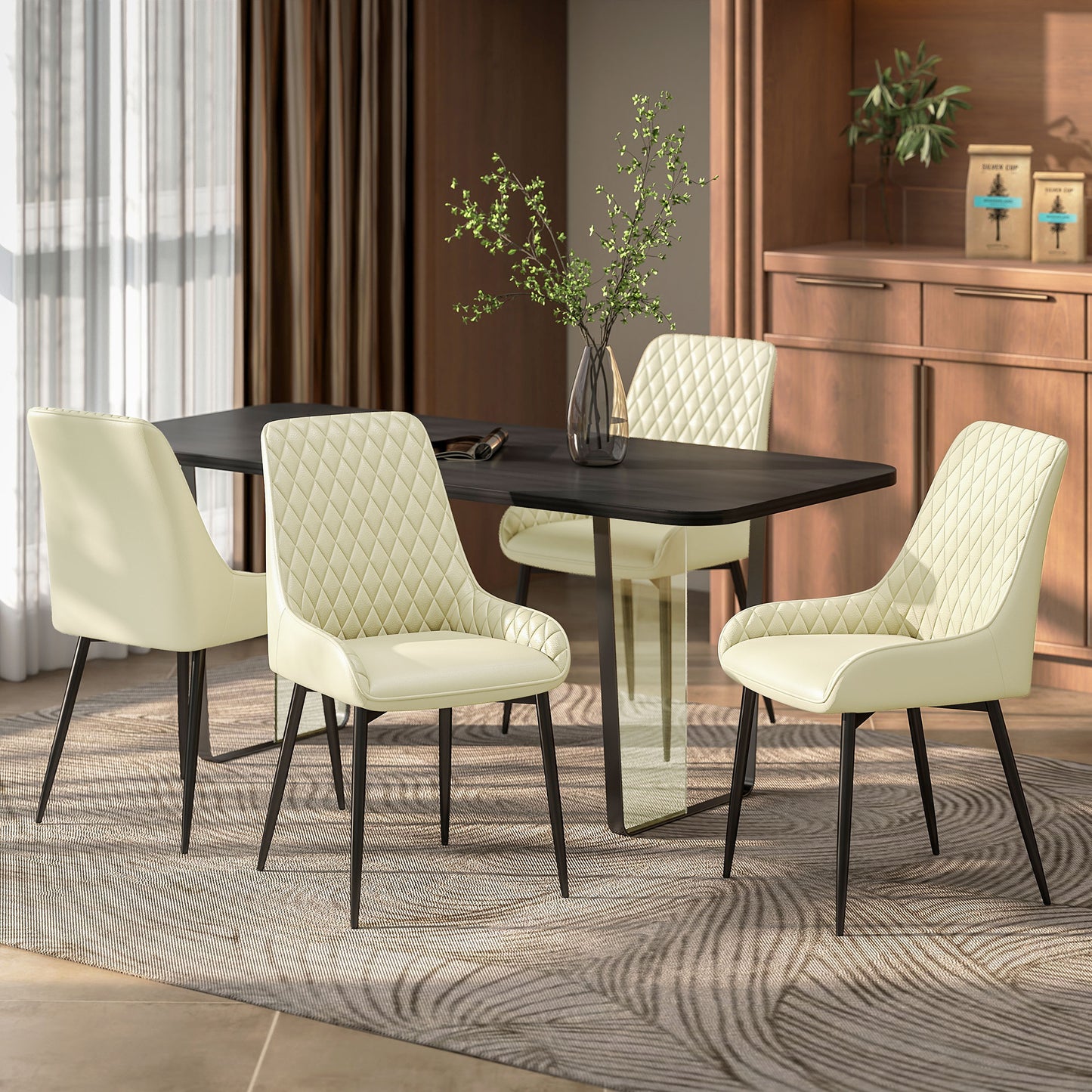 Chaises de salle à manger capitonnées ensemble de 4
