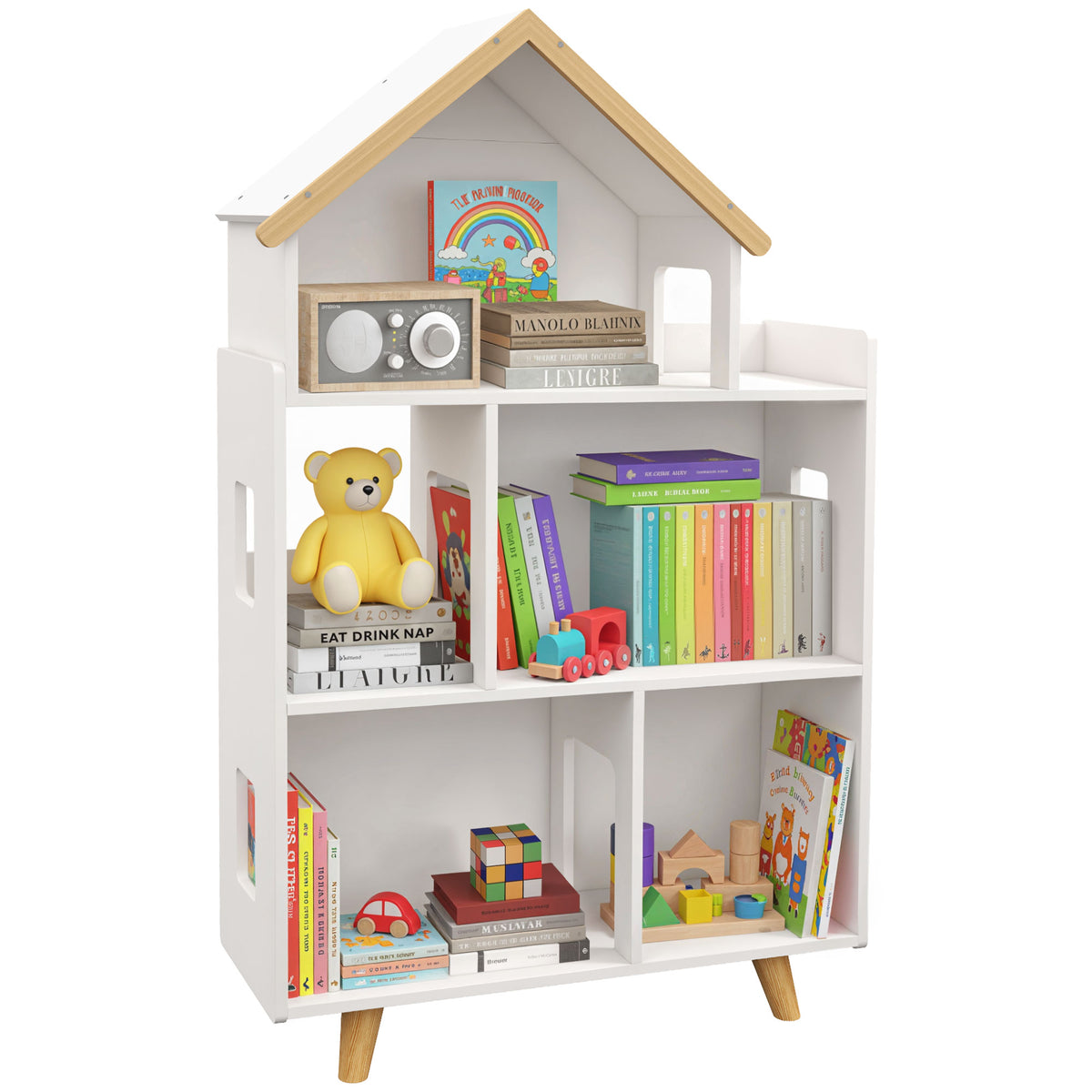 Meuble de rangement pour jouets et livres 3 tablettes