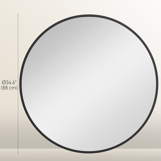 Miroir mural rond 91 cm cadre métallique décoratif