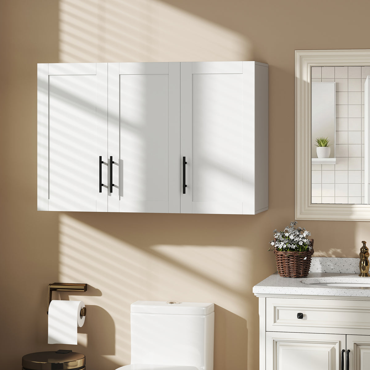 Armoire murale salle de bain 3 portes blanc
