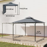 Gazebo de patio double toit avec auvent extensible