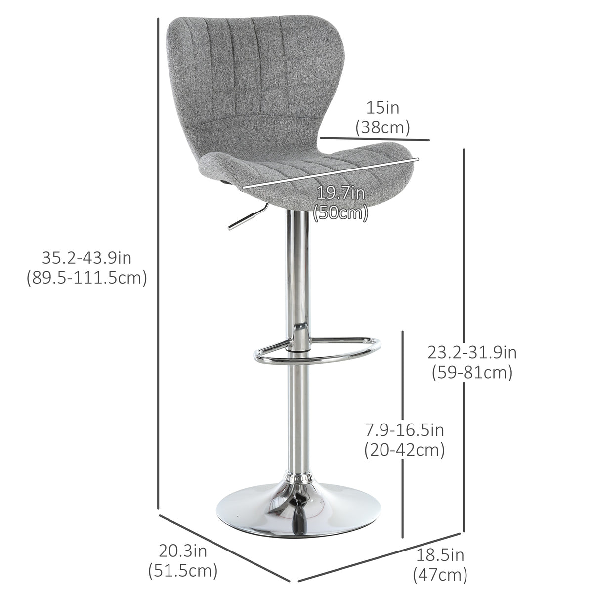 Ensemble 2 tabourets comptoir pivotants réglables