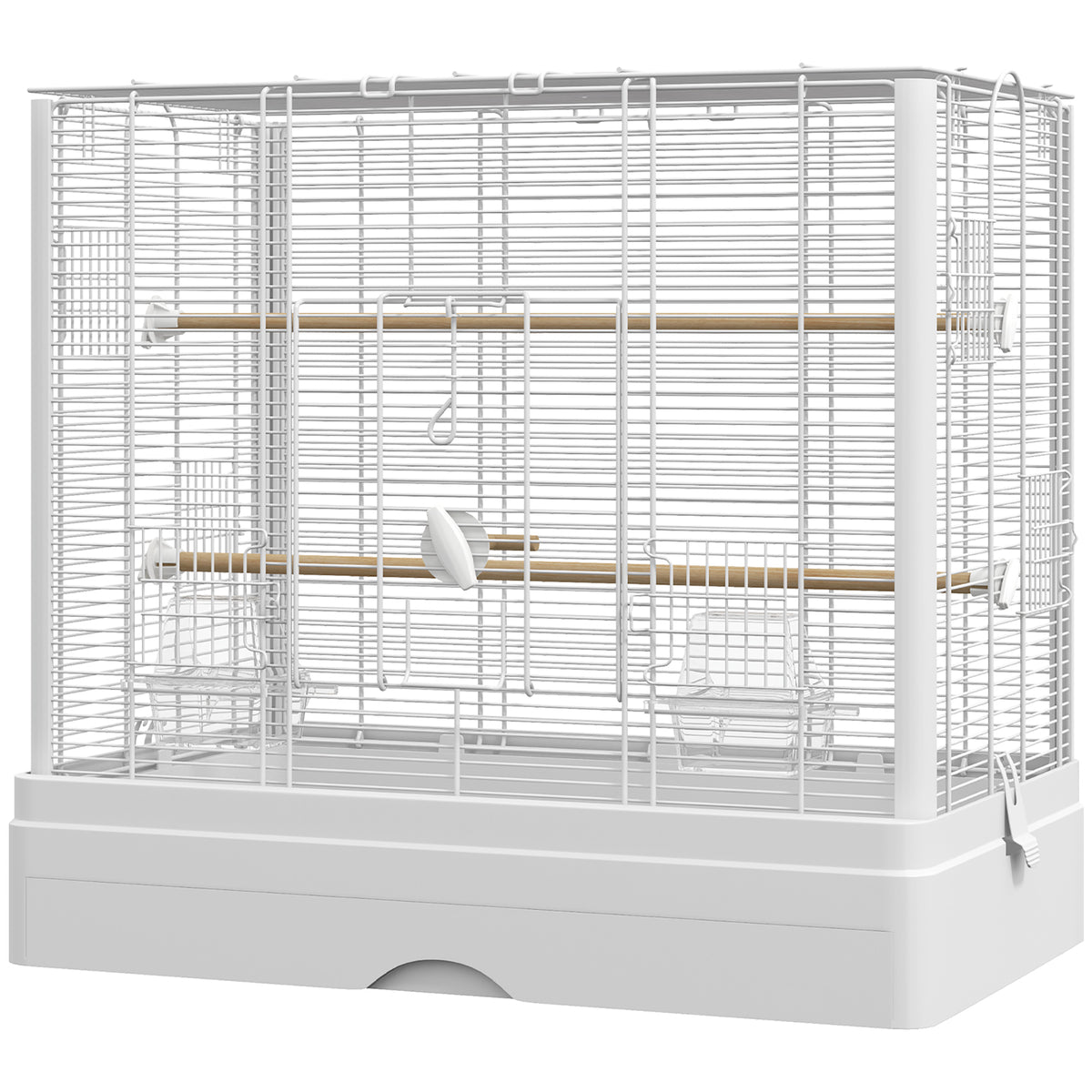 Cage à oiseaux avec perchoirs en bois et plateau amovible