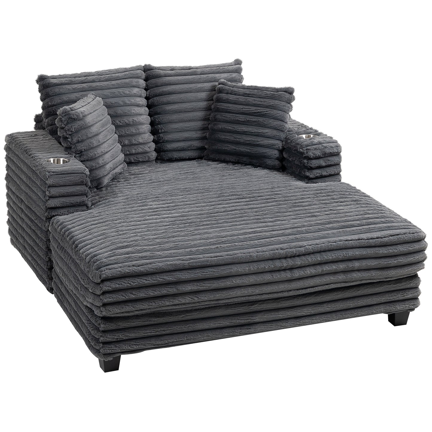 Sofa-lit grand confort avec porte-verres et coussins