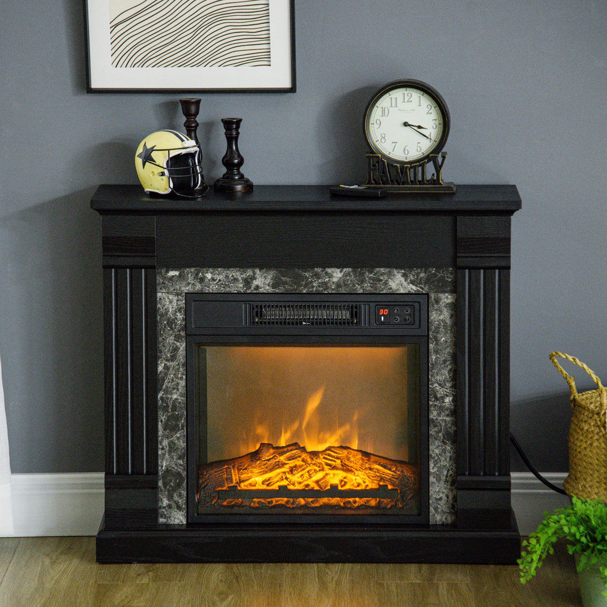 Foyer électrique mantel bois freestanding