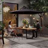 Parasol déporté LED solaire 290 cm avec base lestée