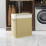 Panier à linge double 100L bambou avec couvercle