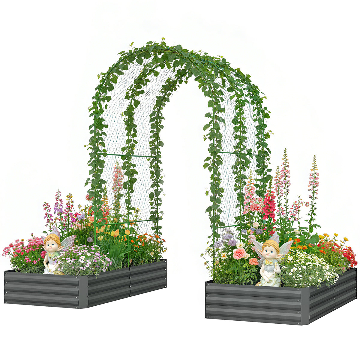 Jardinière surélevée en acier avec treillis en arche