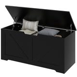 Coffre de rangement spacieux avec charnières sécurisées 100 cm — Grain de bois noir