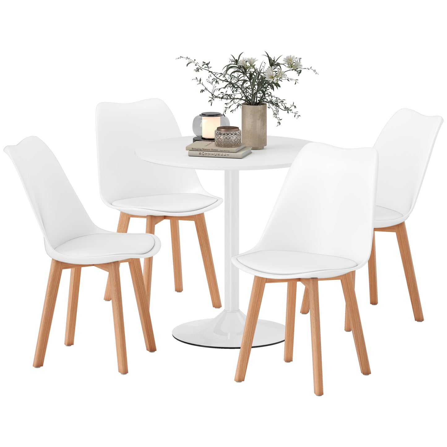 Ensemble salle à manger rond 5 pièces base piédestal