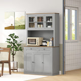 Armoire-buffet cuisine avec espace micro-ondes et portes vitrées