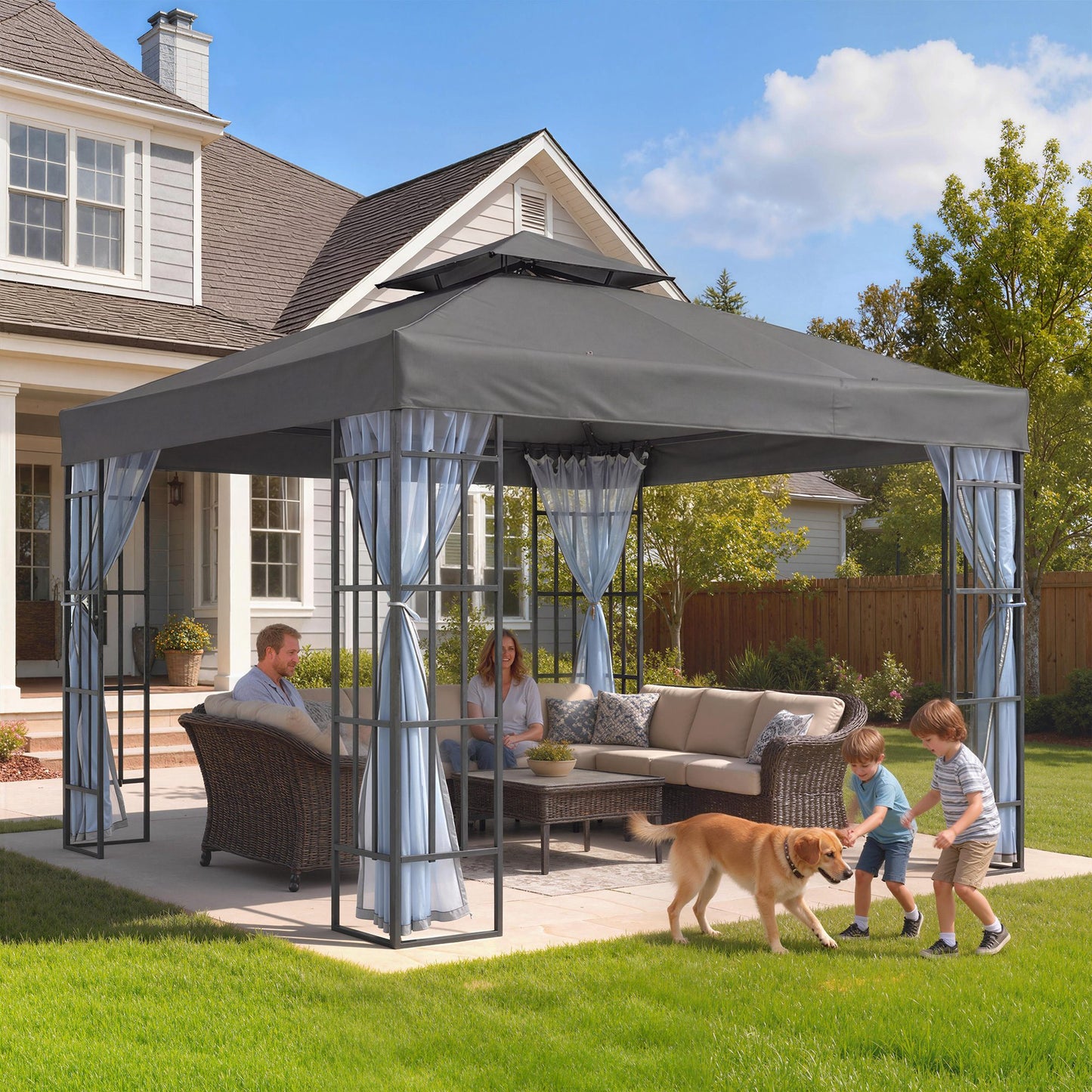 Gazébo de jardin 10x10 pieds avec moustiquaire