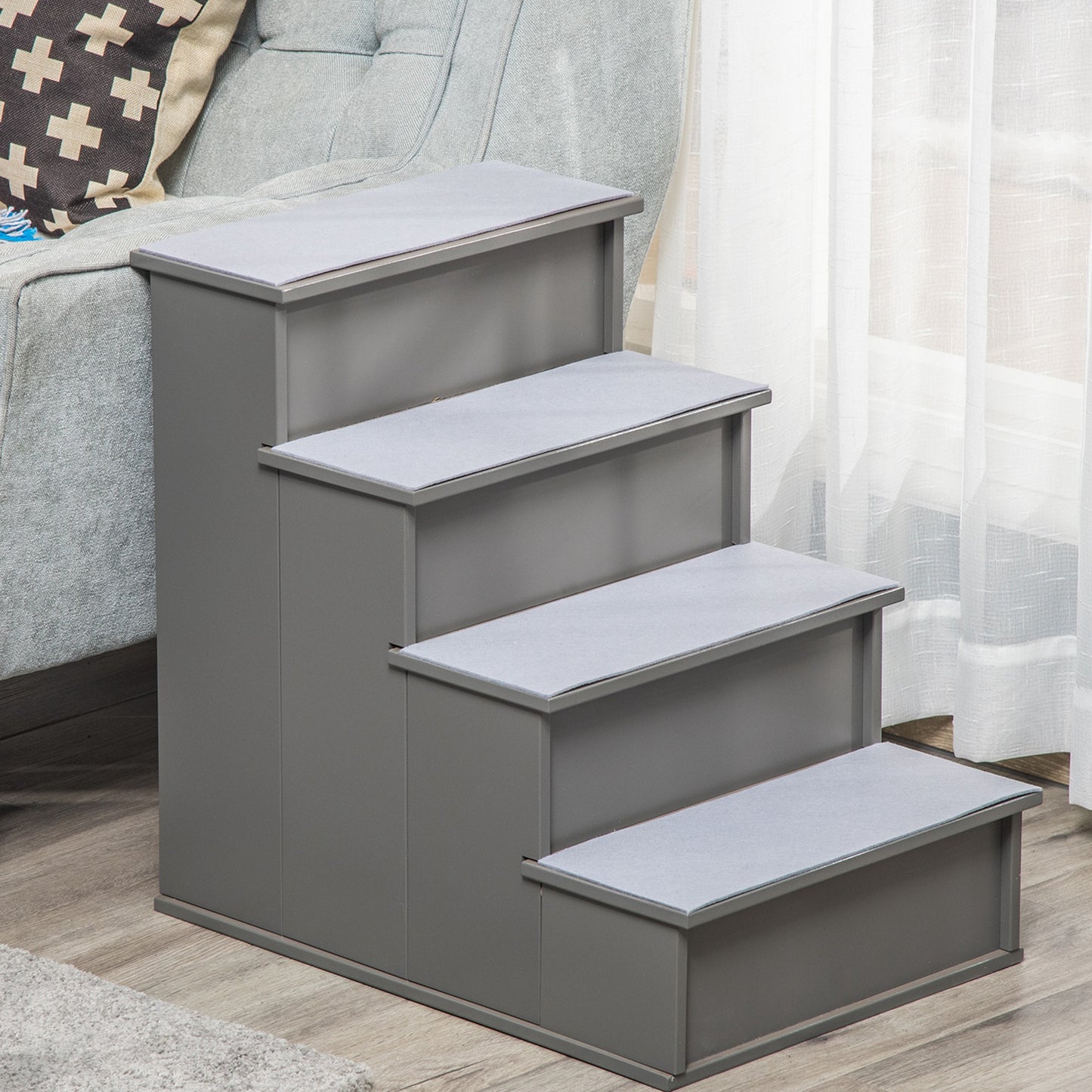 Escalier pour chien 4 niveaux bois MDF — café foncé