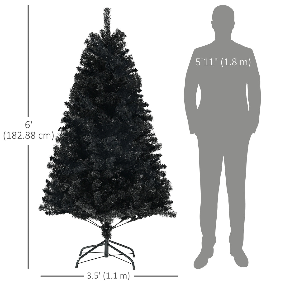 Arbre de Noël artificiel noir effet givré 180 cm