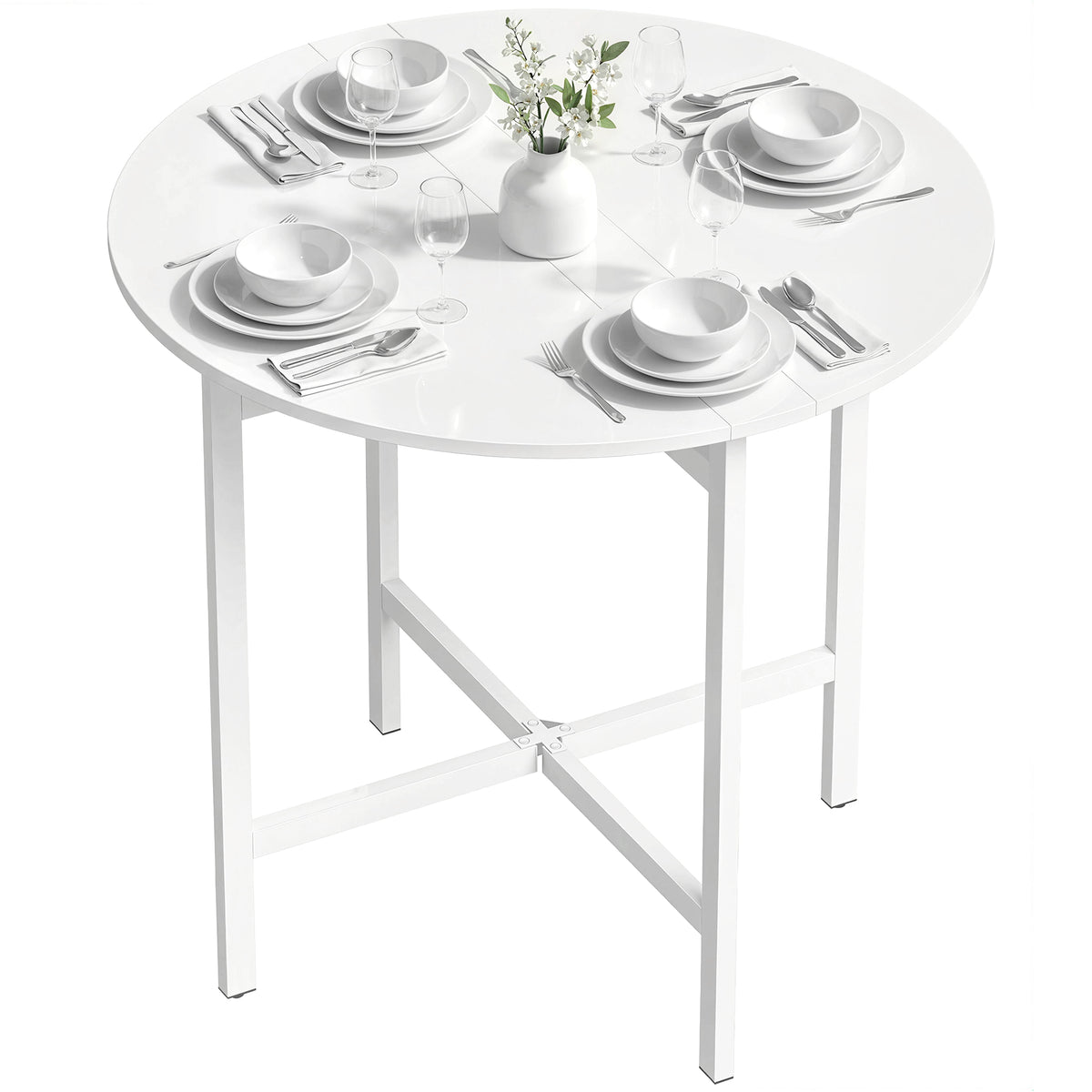 Table à manger pliante ronde pour petits espaces