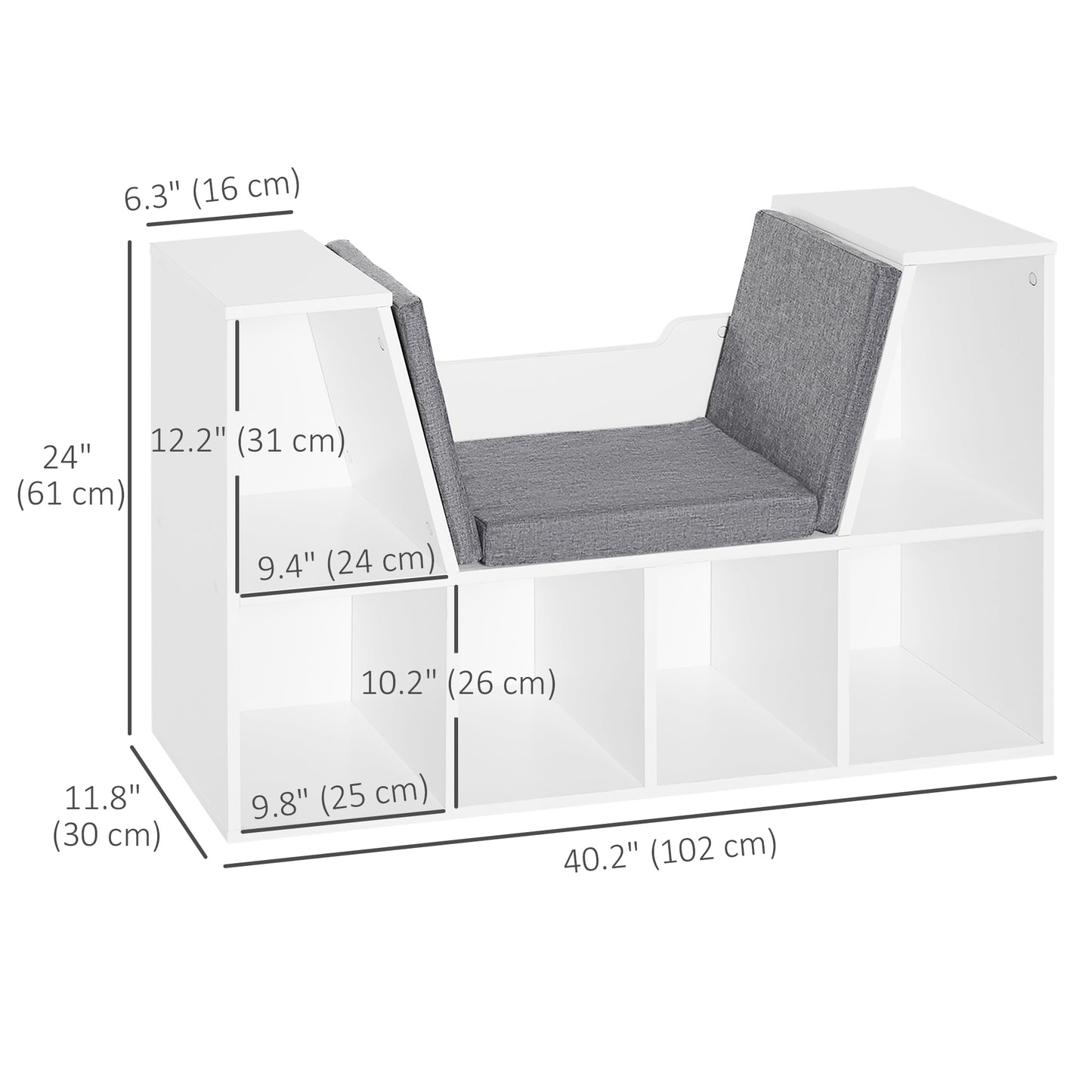 Bibliothèque 6 cubes avec coussin de lecture