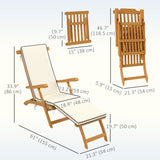 Chaise longue pliante en bois d'acacia avec repose-pieds