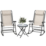 Ensemble 3 pièces chaises berçantes patio avec table