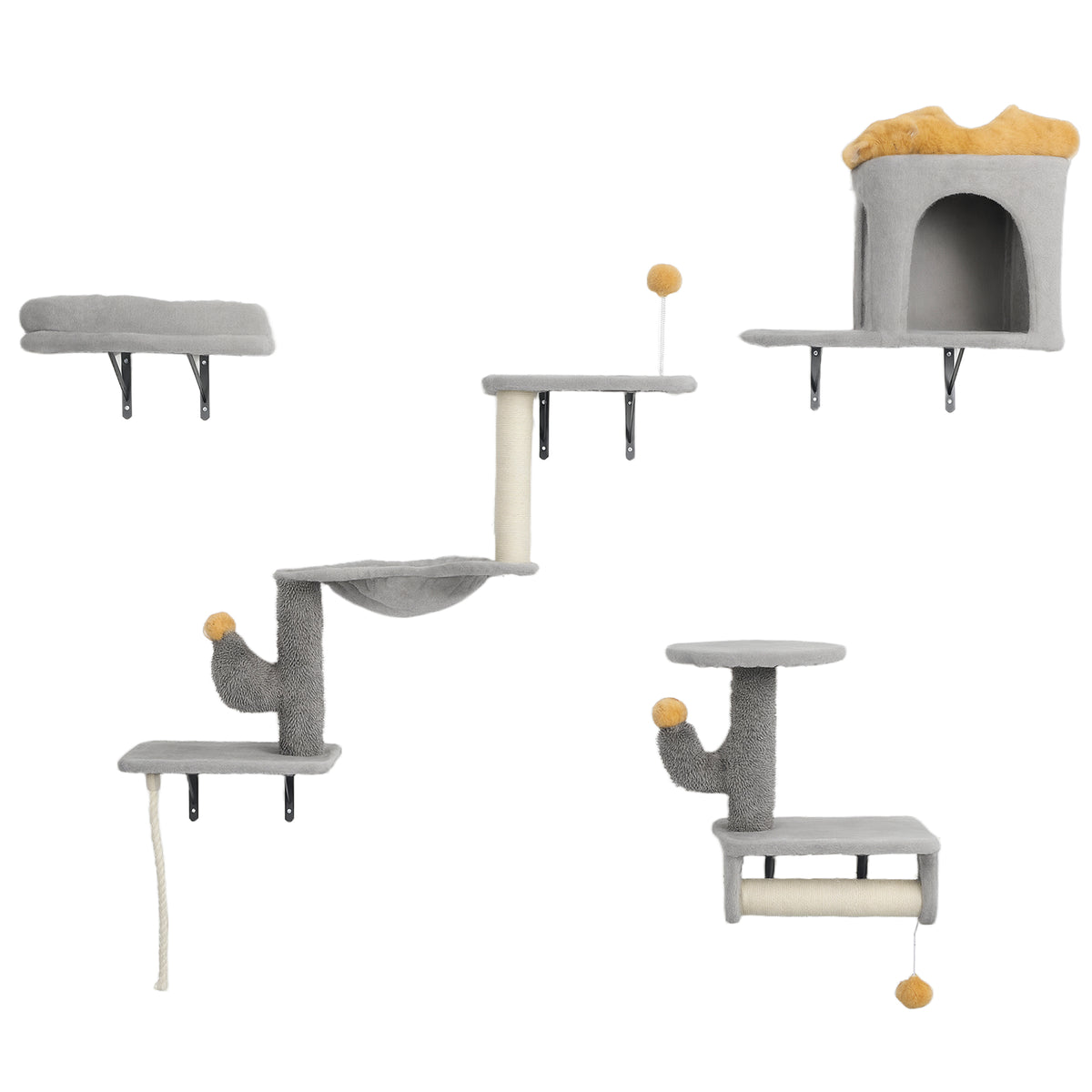 Ensemble mural pour chats 4 pièces avec griffoirs