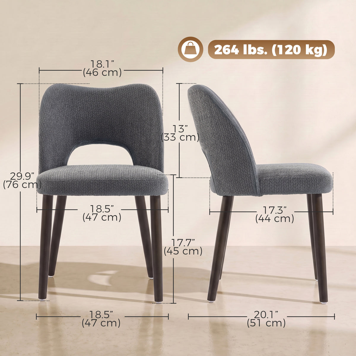 Ensemble de 4 chaises de salle à manger rembourrées