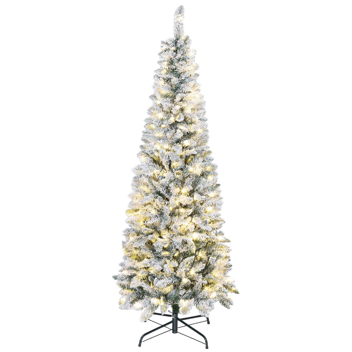 Arbre de Noël crayon floqué DEL bicolore