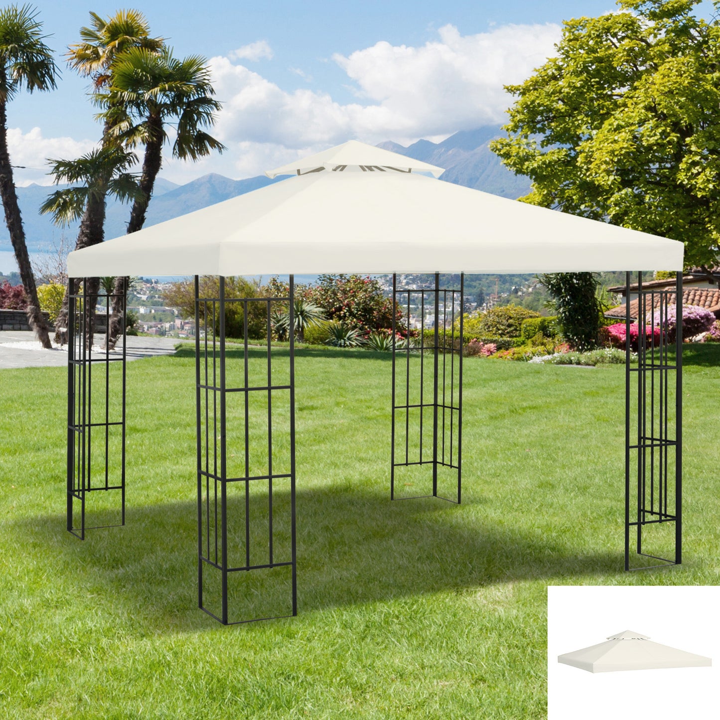 Toile de remplacement gazebo deux niveaux 3 x 3 m