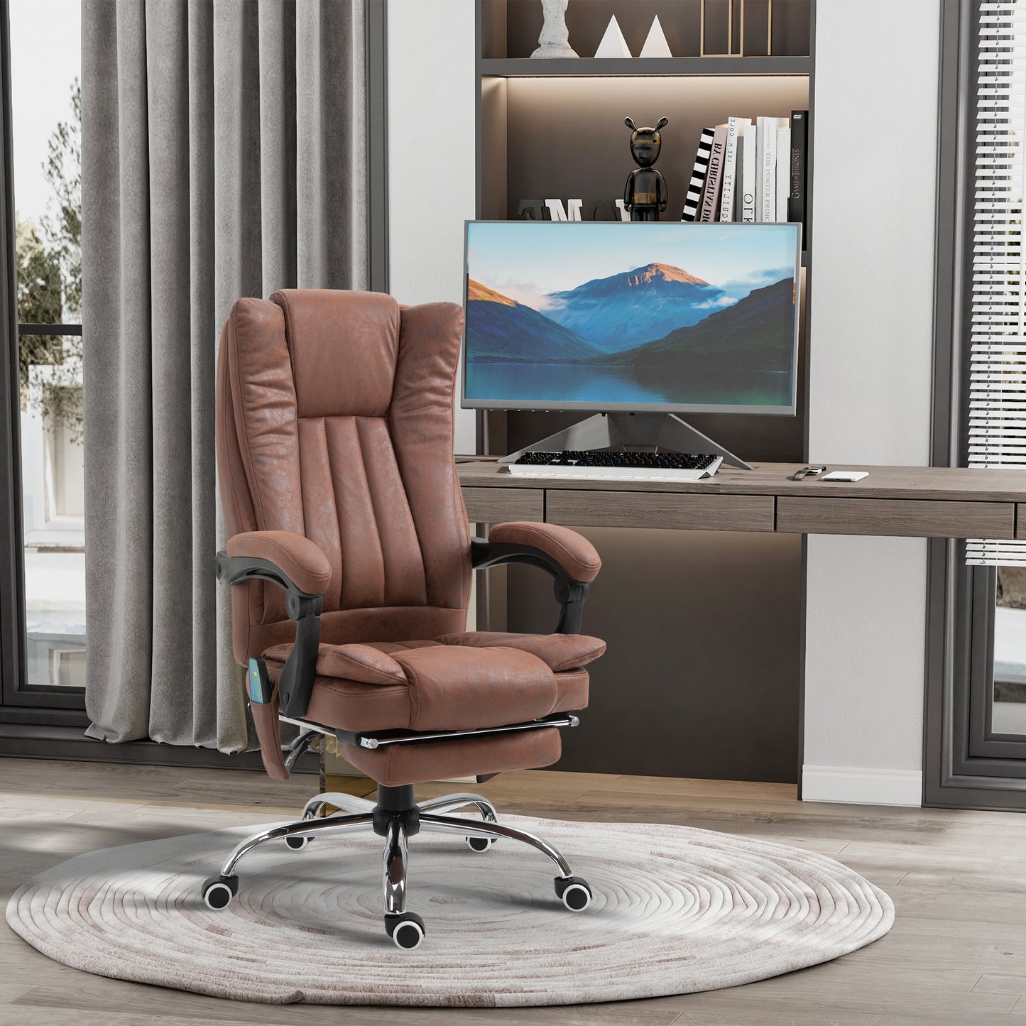 Fauteuil bureau massage vibrant repose-pieds rétractable