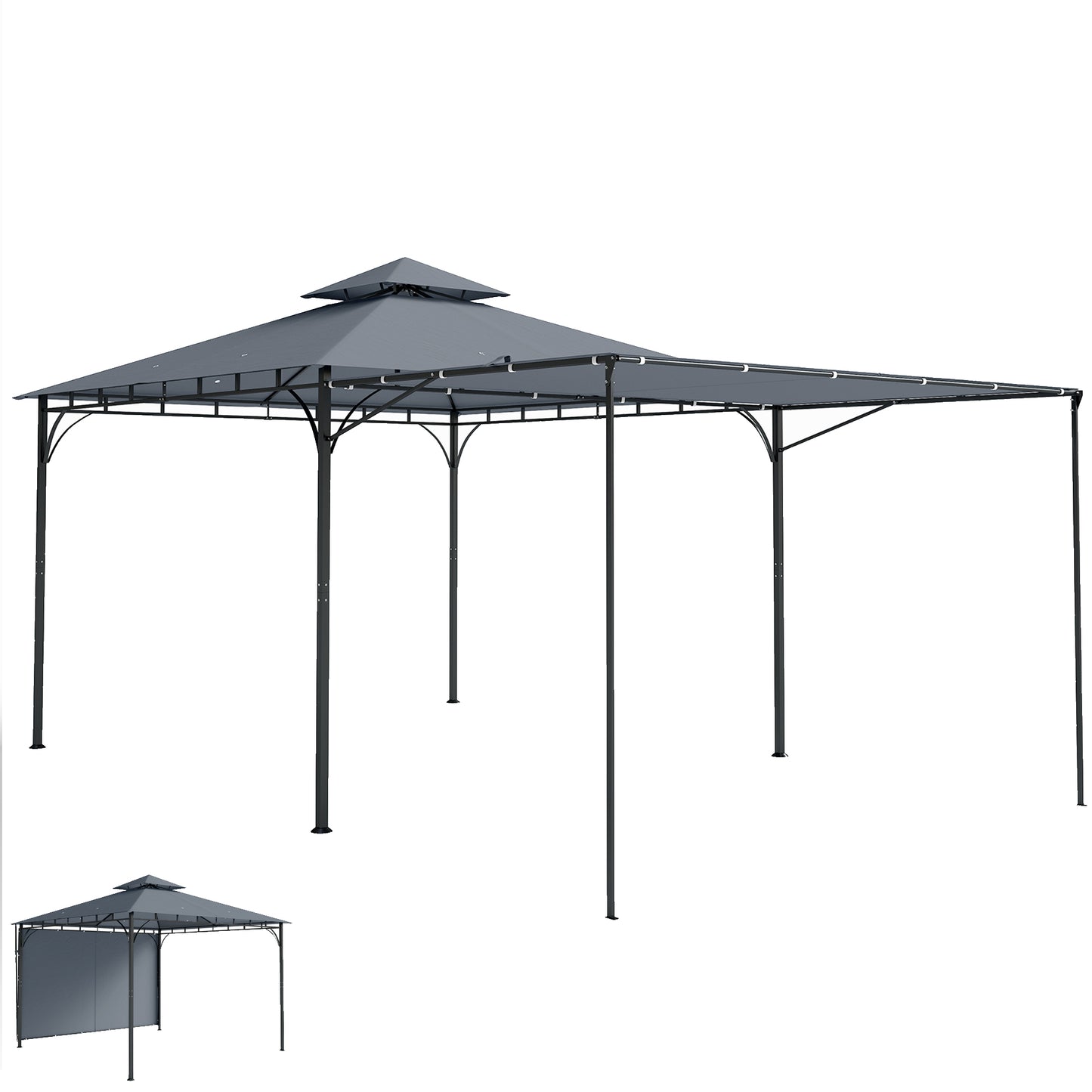Gazebo de patio double toit avec auvent extensible