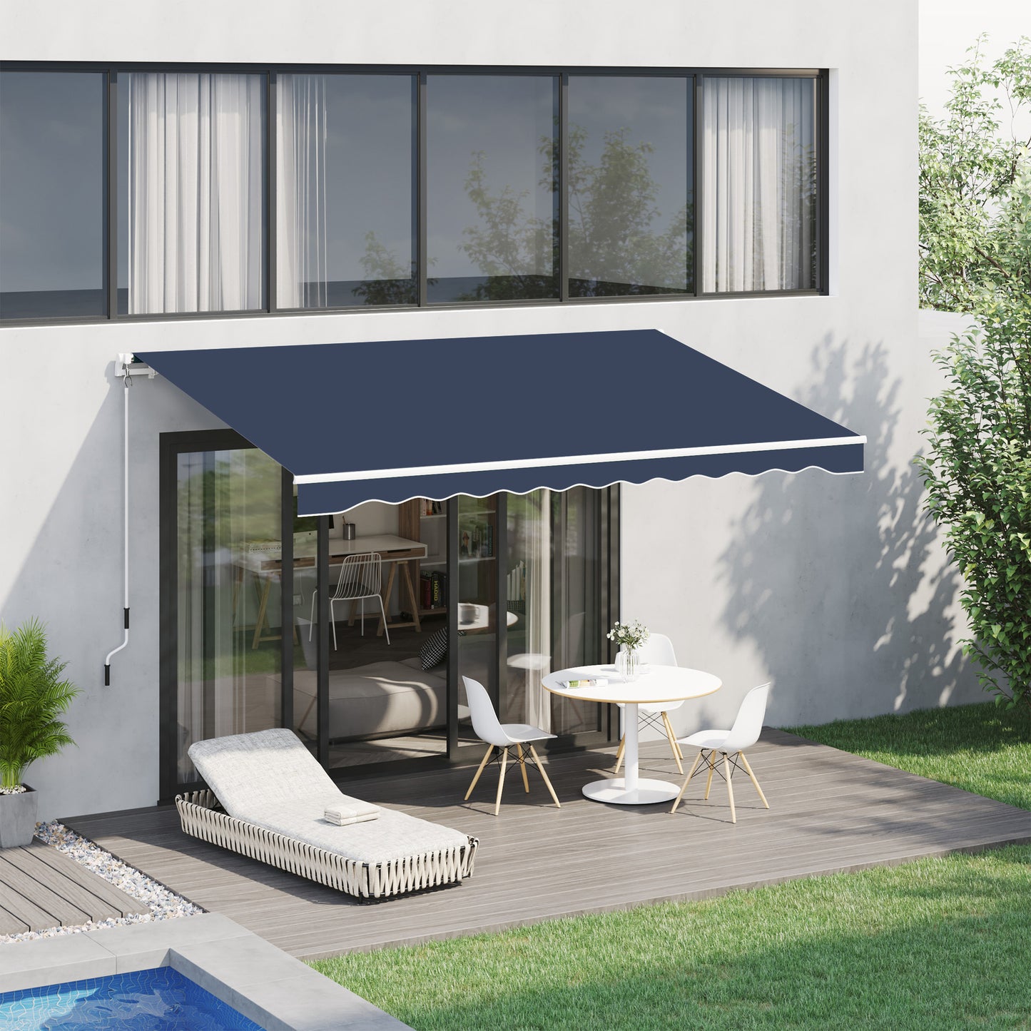 Store rétractable manuelle 305 x 245 cm — rayures rouges