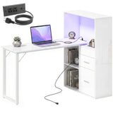 Bureau informatique avec tiroirs, prises et éclairage DEL