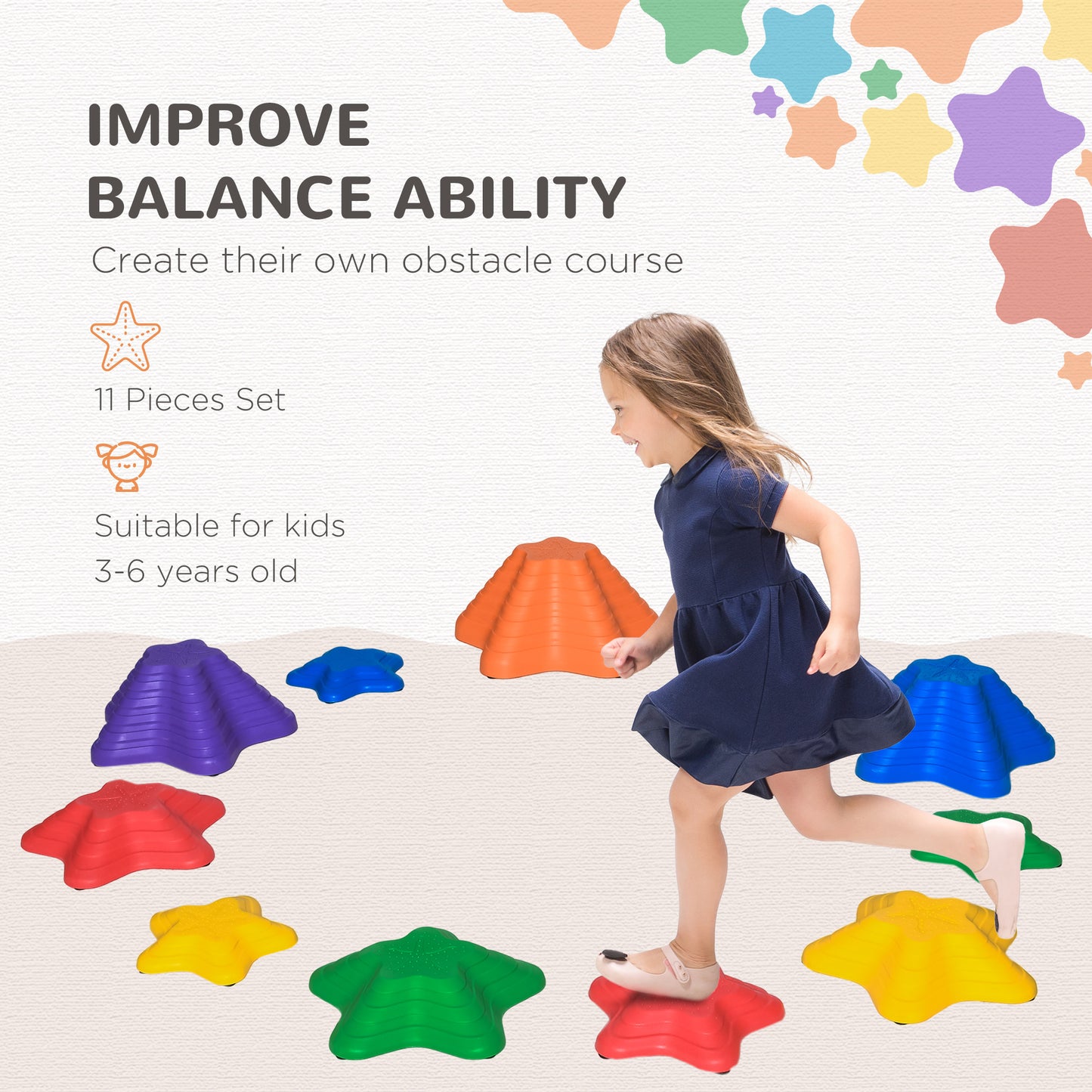 Pierres d'équilibre pour enfants style étoile de mer — 11 pcs
