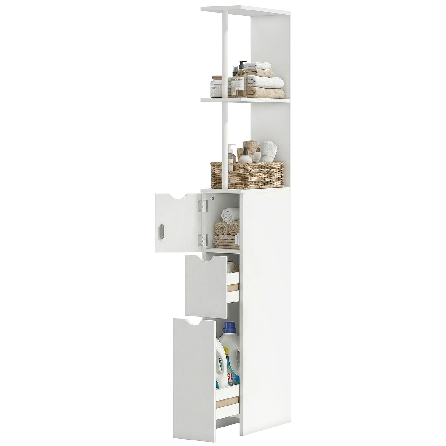 Armoire rangement salle de bain étroite — blanc