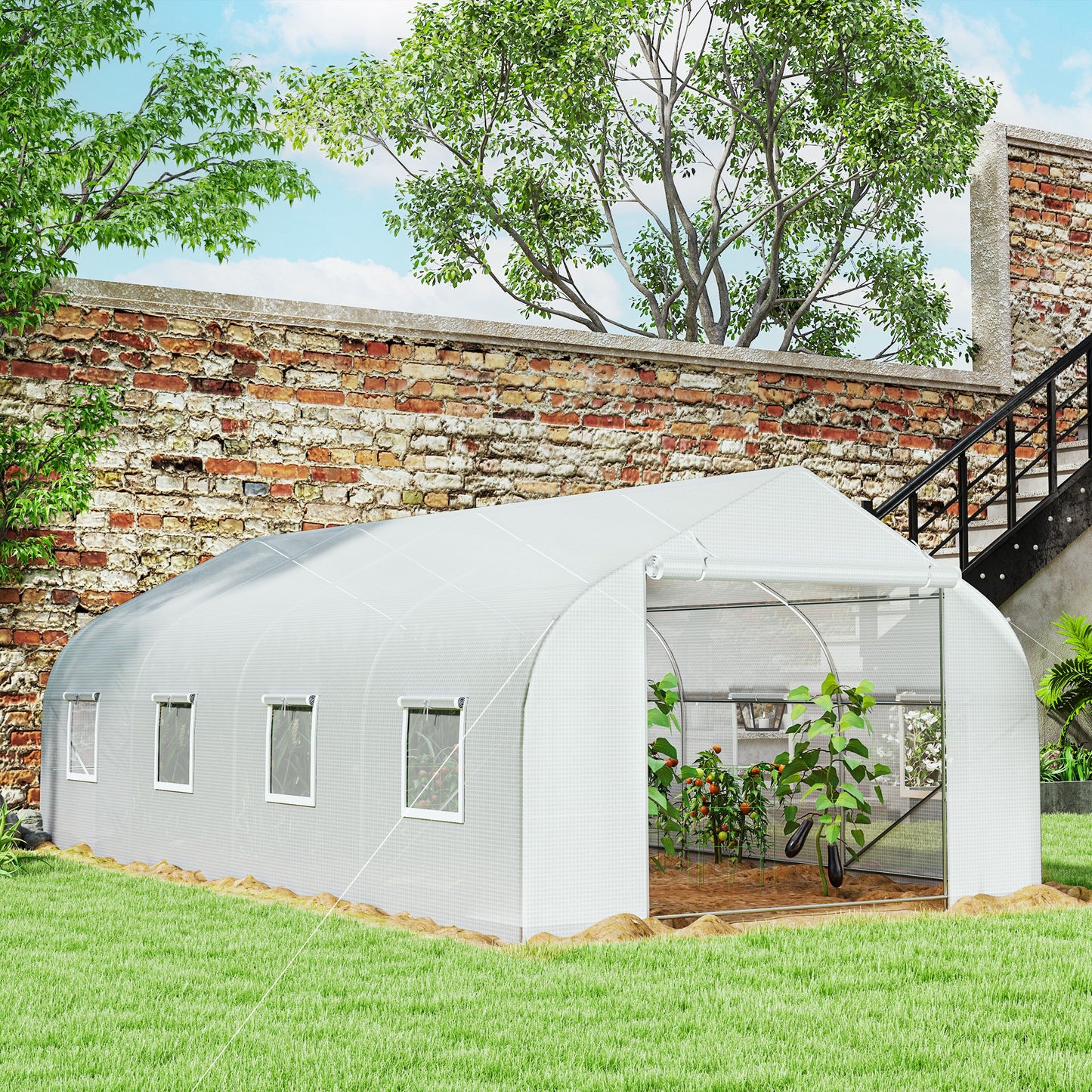 6x3x2m Tunnel Greenhouse - Galvanized Steel with 8 Windows