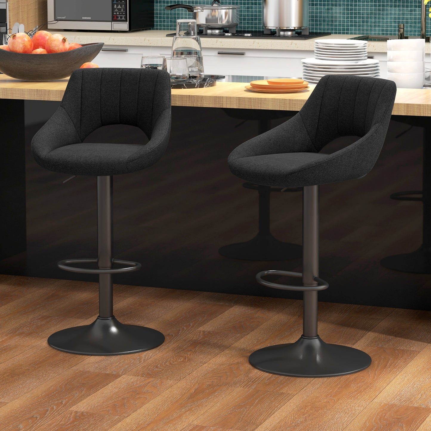 Tabourets de bar pivotants ajustables en lin — Ensemble de 2
