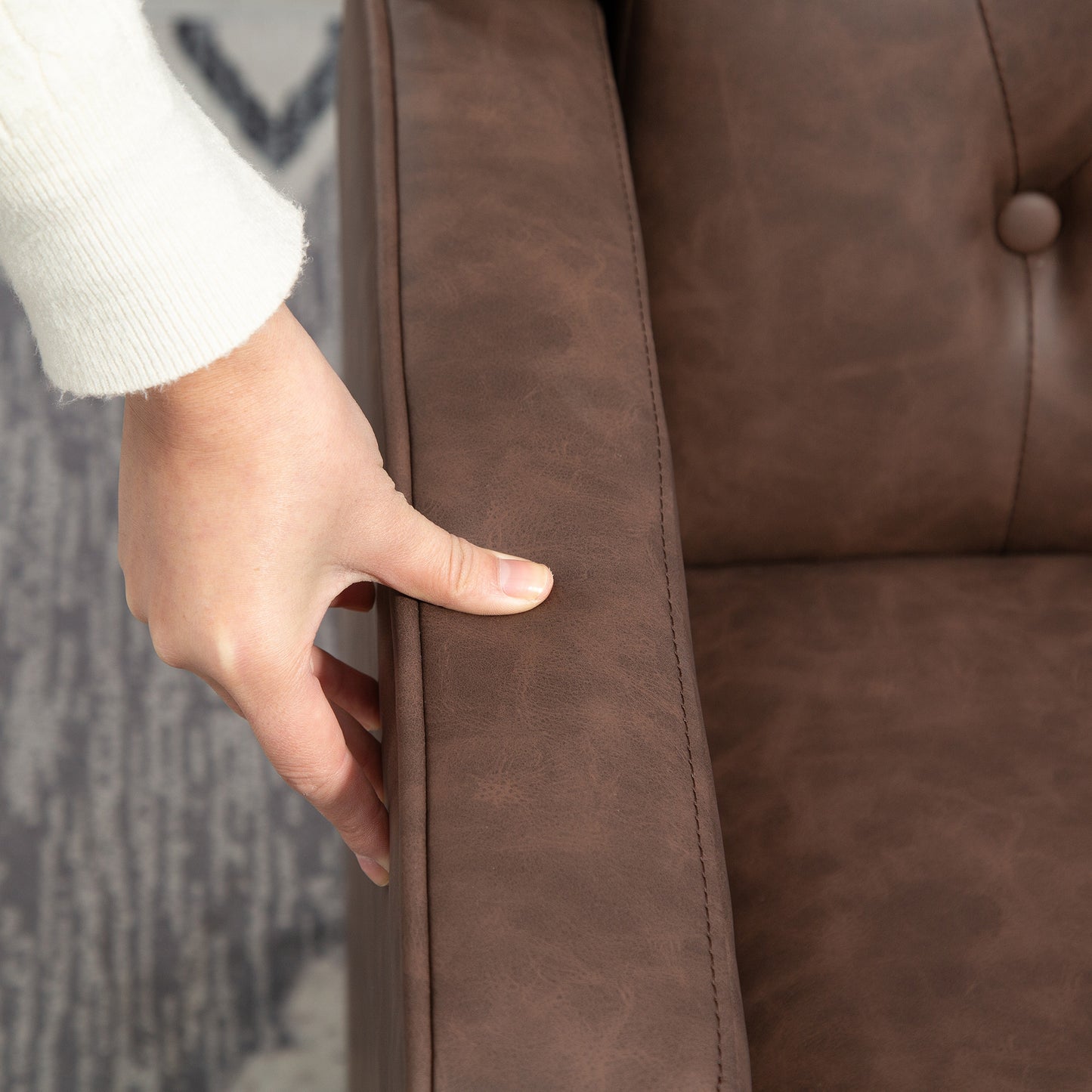 Fauteuil d'appoint cuir synthétique rembourrage épais — kaki