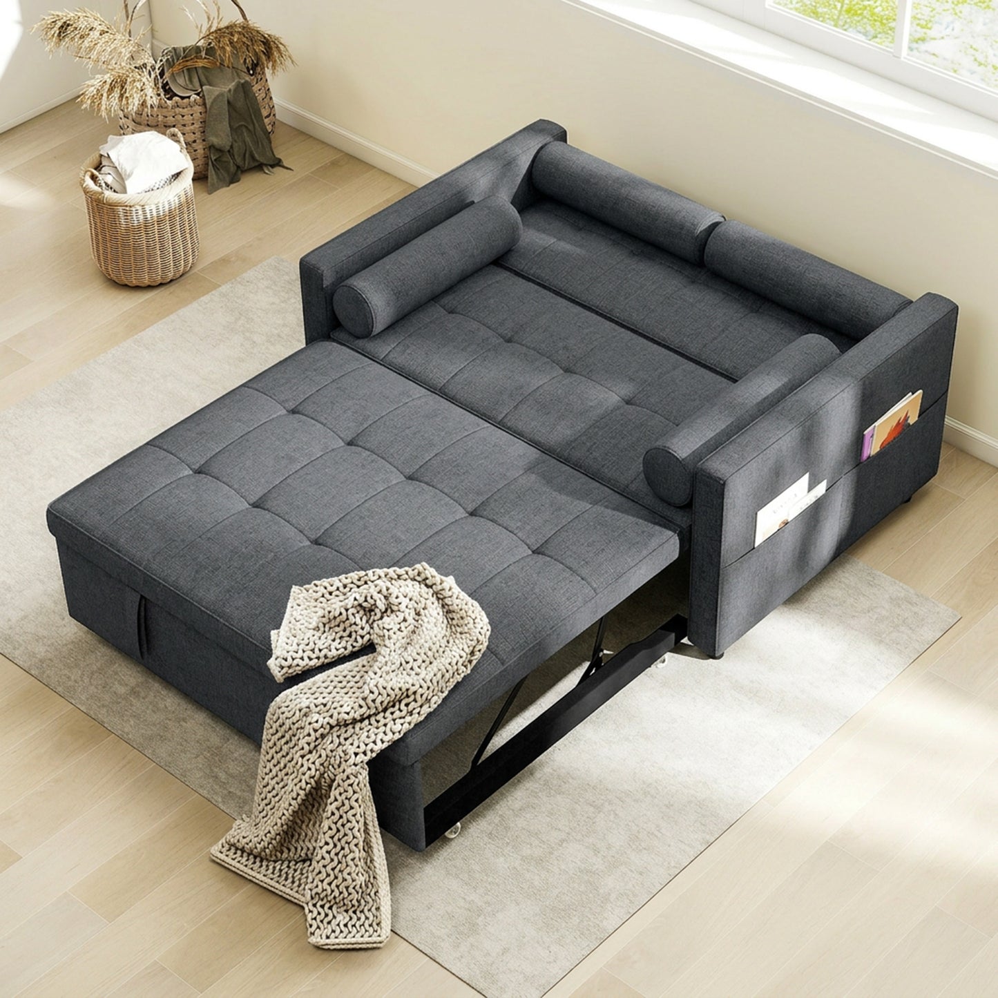 Canapé-lit convertible avec ports USB et dossier ajustable
