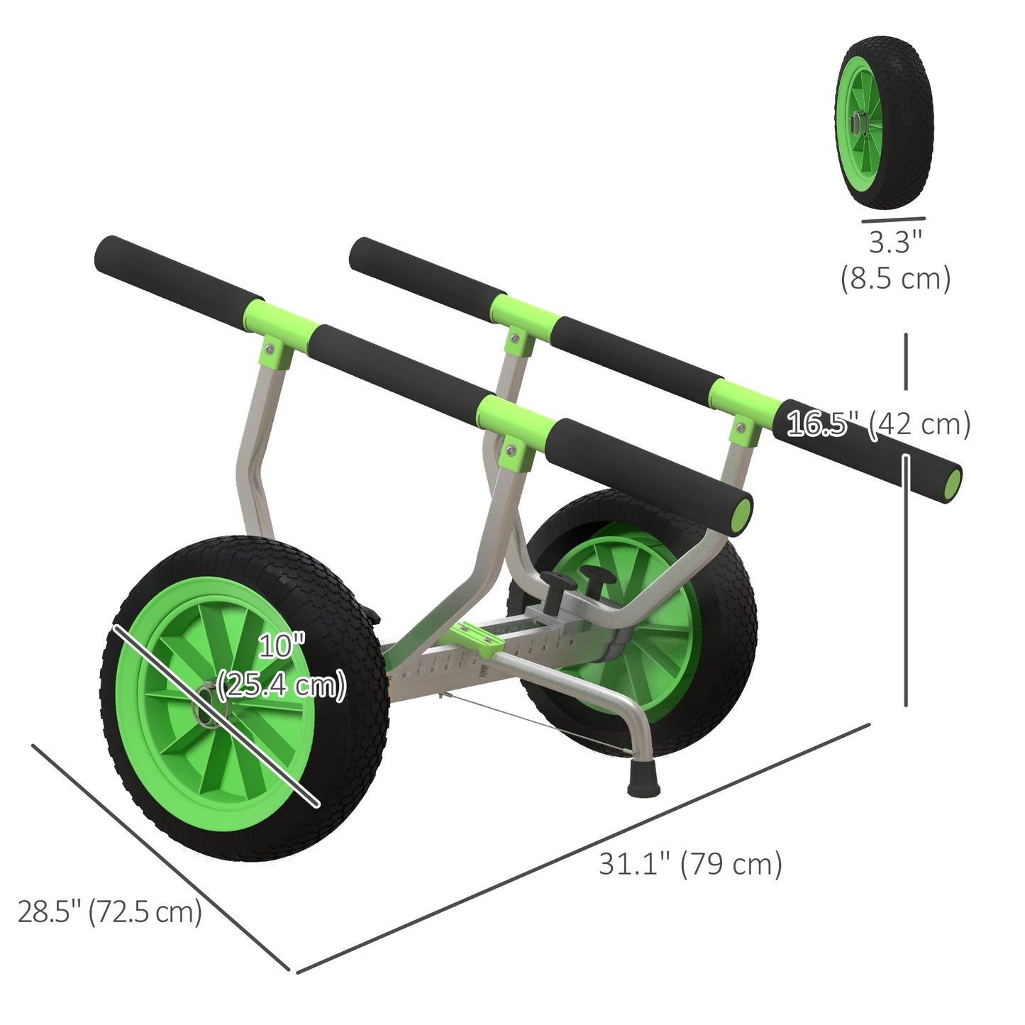 Chariot de kayak aluminium à largeur ajustable