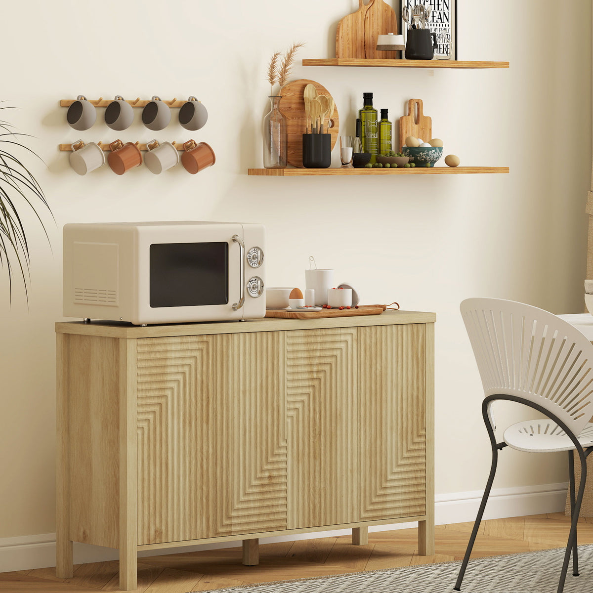 Meuble de buffet portes cannelées