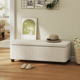 Banc de rangement en velours côtelé