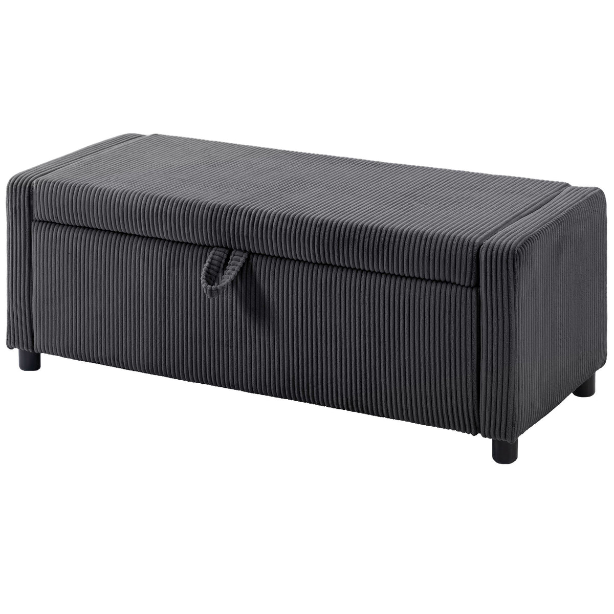 Banc de rangement capitonné en velours côtelé