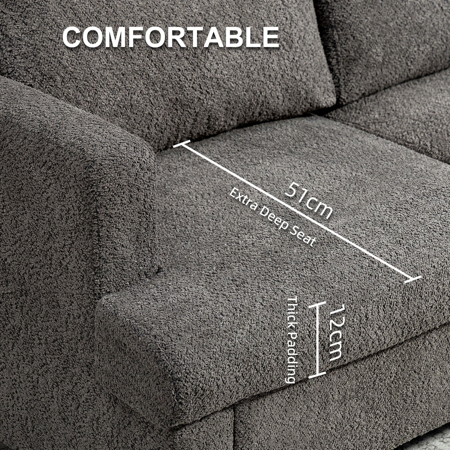 Sofa 2 places en chenille avec coussins lavables