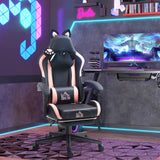 Chaise de joueur style chat avec repose-pieds