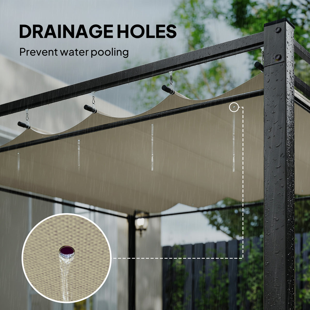 Pergola autoportante avec toit rétractable et rideaux 3×3 m