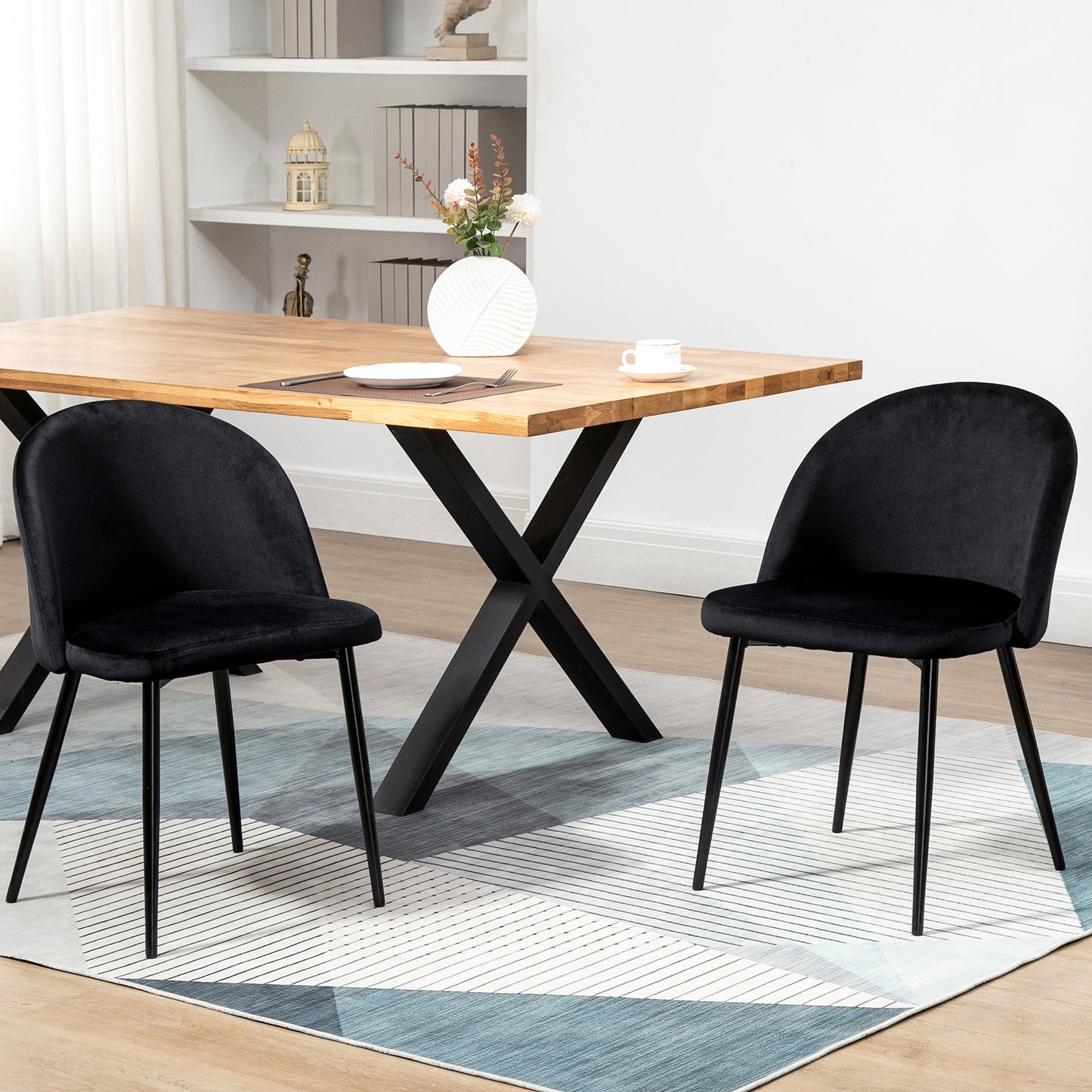 Chaises salle manger dossier mi-hauteur velours ensemble 2