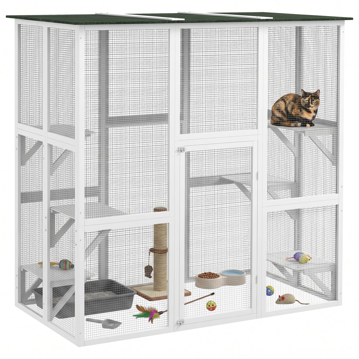 Enclos extérieur pour chats avec 6 plateformes