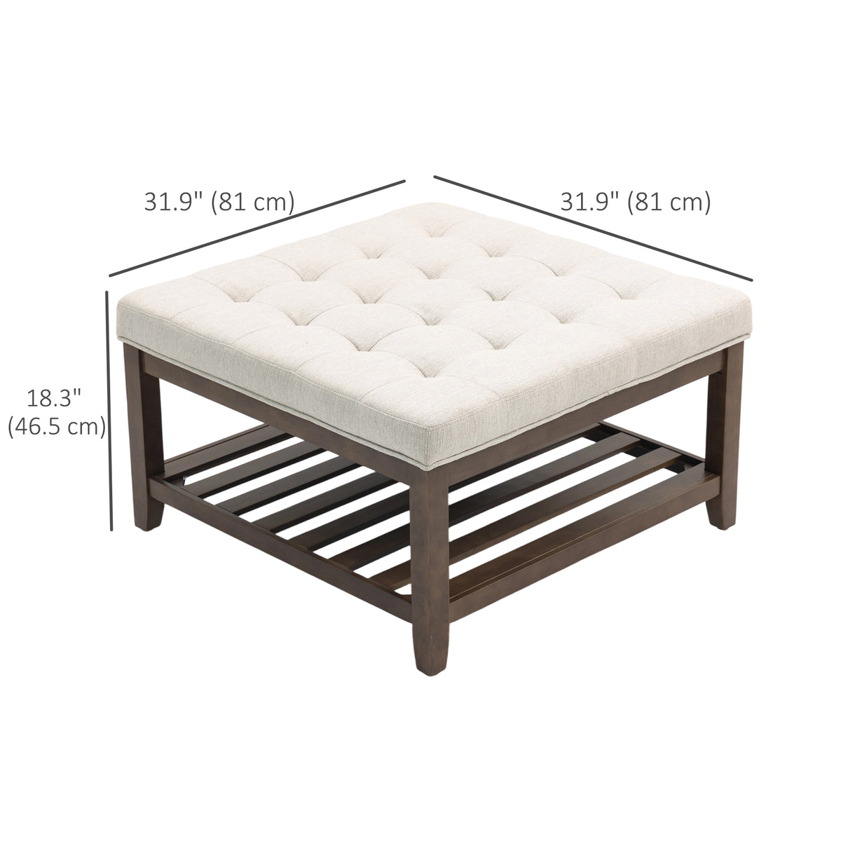 Table basse ottomane capitonnée avec rangement