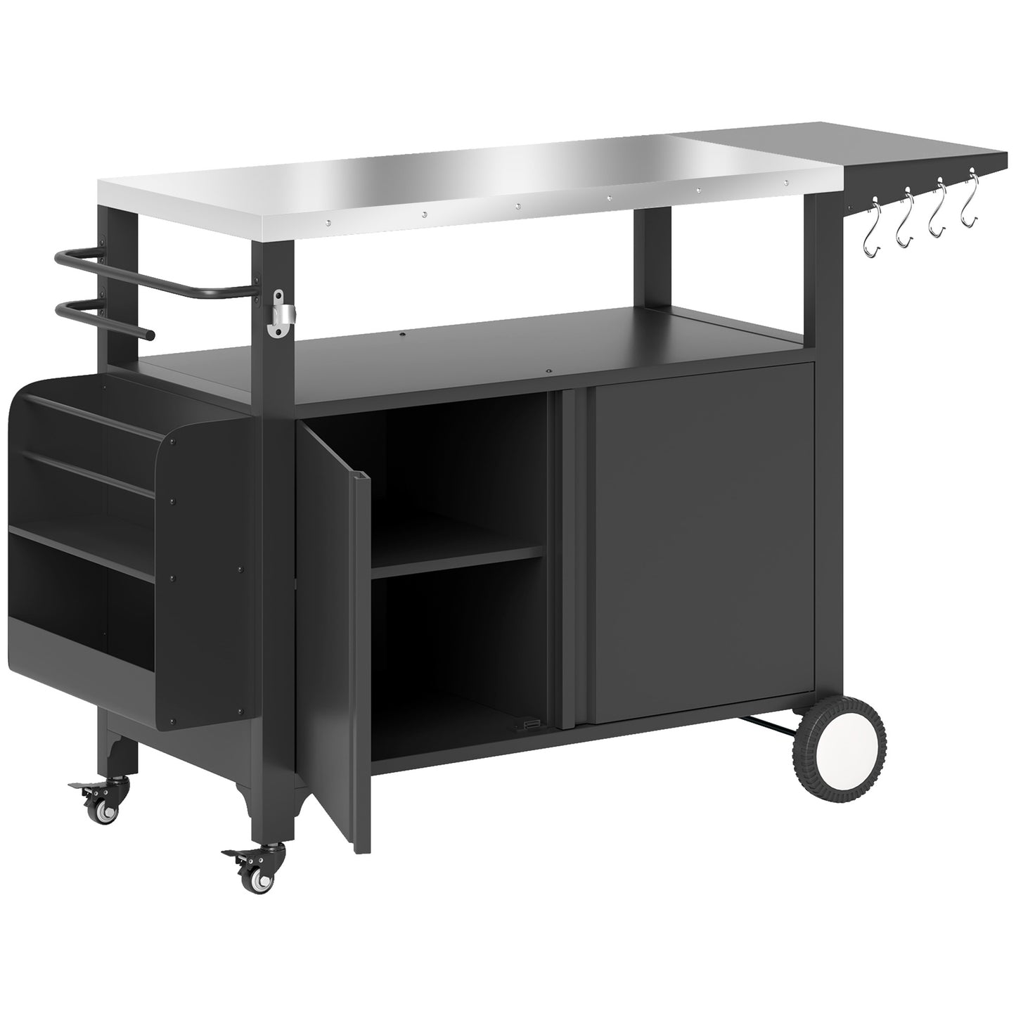 Chariot de Gril Extérieur Table Pliante Acier Inoxydable