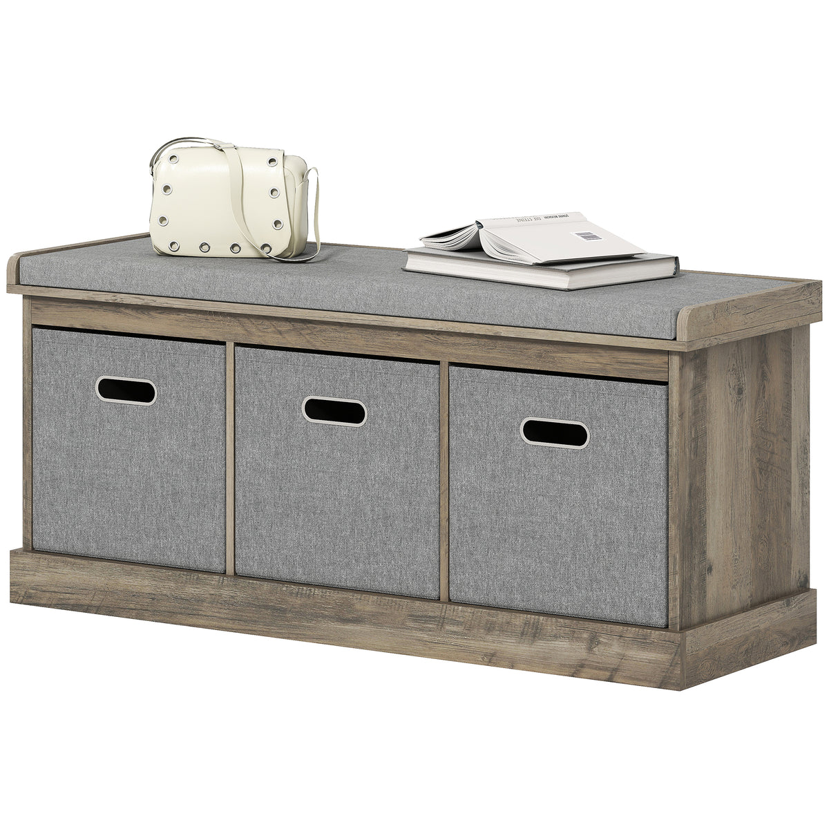 Banc de rangement pour chaussures avec coussin et tiroirs