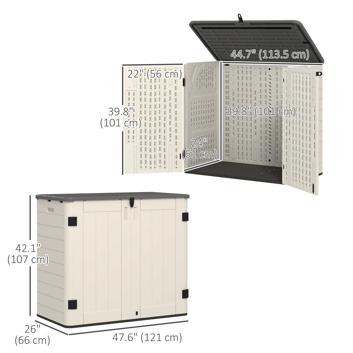 Armoire de rangement extérieur 699 L avec toit ouvrant